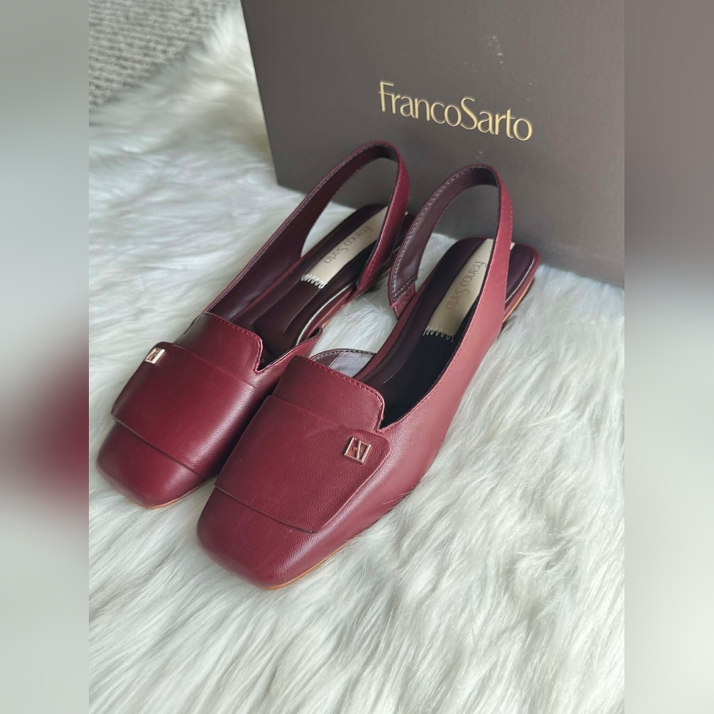 Franco Sarto Women's Teagan Slingback Shoes (Berry Red Leather) - Size 5.5 M